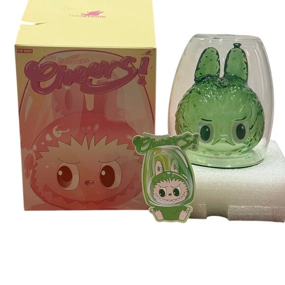 NIB Pop Mart The Monsters Cheers Labubu Green “Relax” Double Walled Glass Cup - Picture 10 of 16